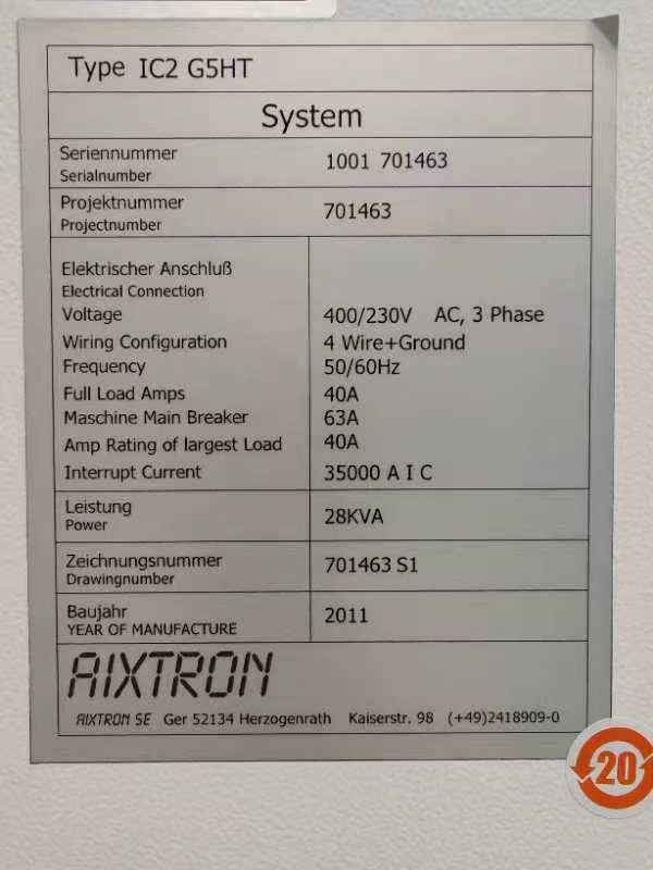 Aixtron Aix 2800G5 HT MOCVD