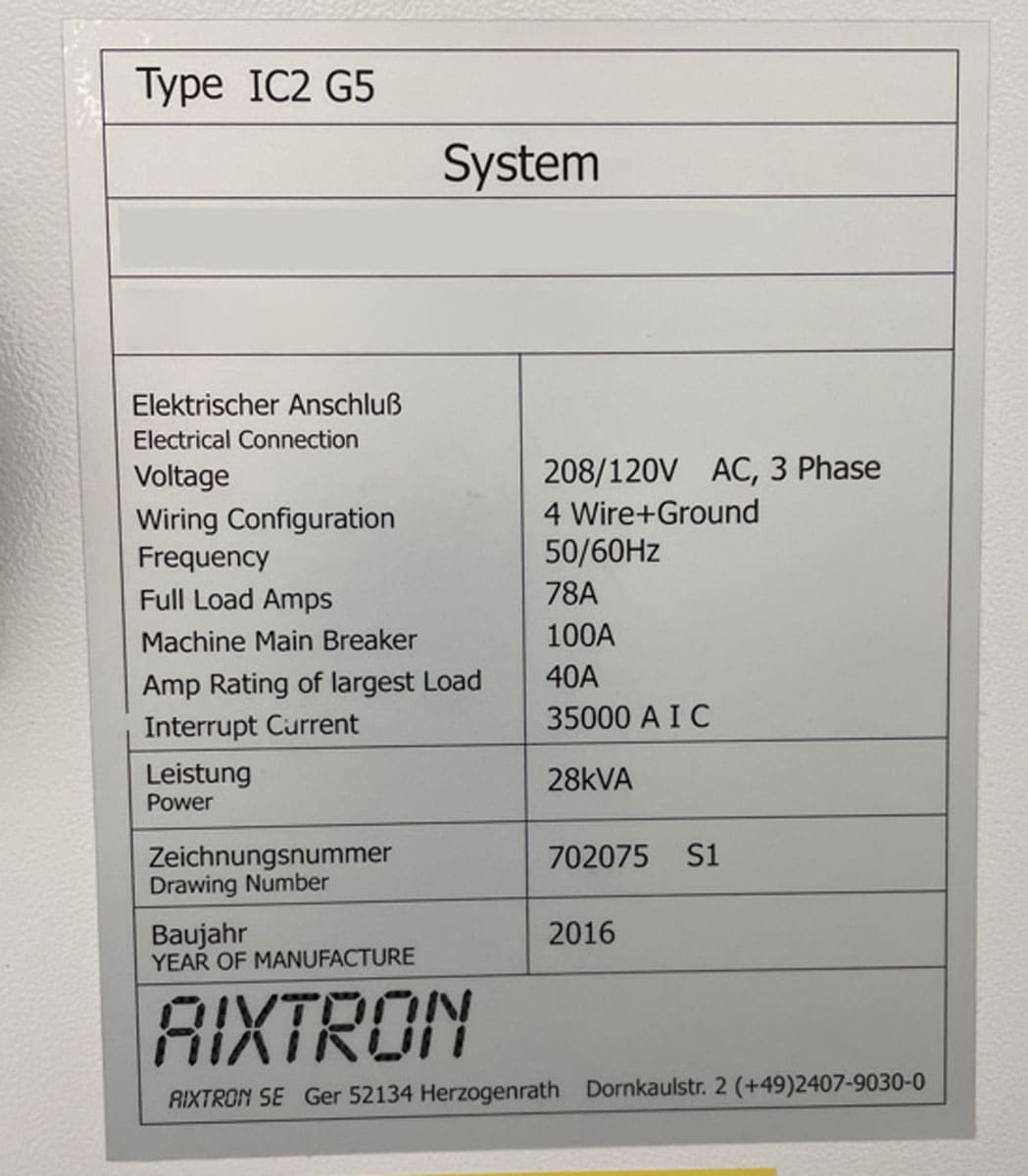 Aixtron Aix 2800G5 HT MOCVD化学气相沉积