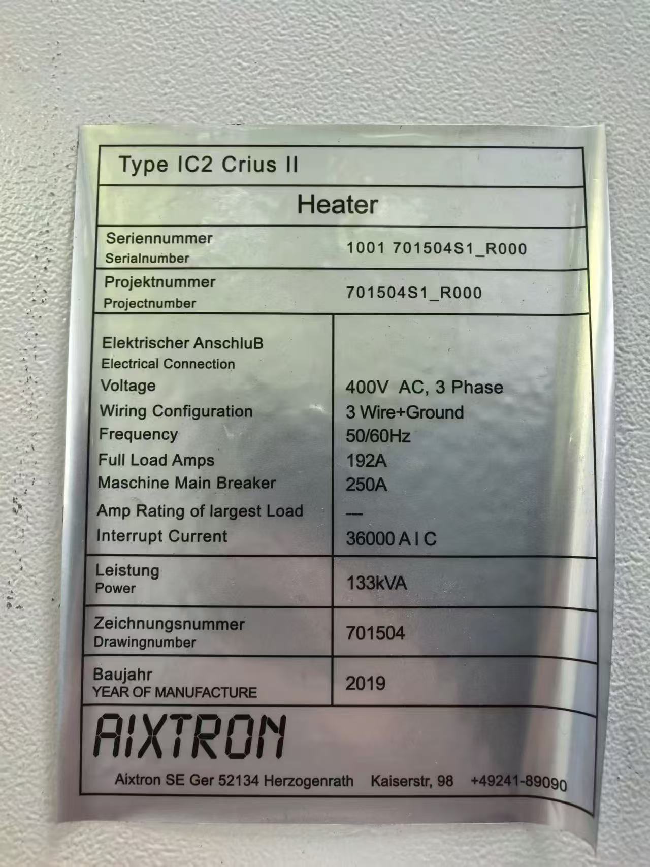 Aixtron Crius II MOCVD设备