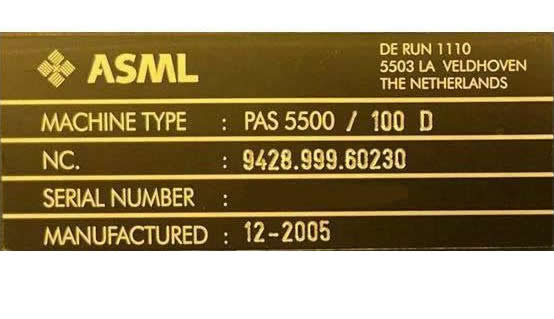 ASML PAS 5500-100D光刻机